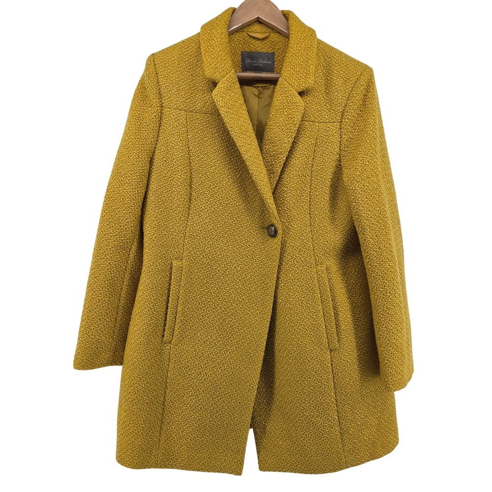 Marvin Richards Womens‎ Mustard Yellow Textured Wool Blend Blazer Jacket Coat L